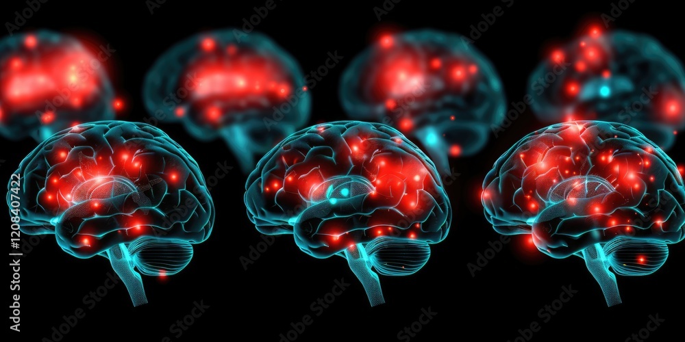 Poster digital artwork depicting interconnected brains with glowing neural pathways.