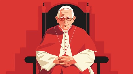 Catholic Cardinal Character Flat Vector Illustration