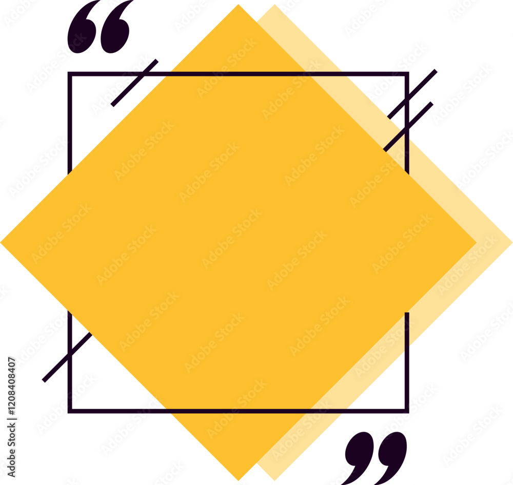 Poster bright yellow quote box featuring quotation marks, inviting text input, framed with a square design 