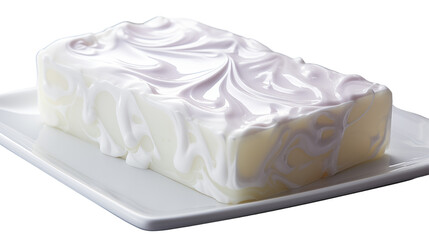 A sleek white soap bar photographed with soft lighting, highlighting its simplicity and purity, studio view, isolated on transparent background.