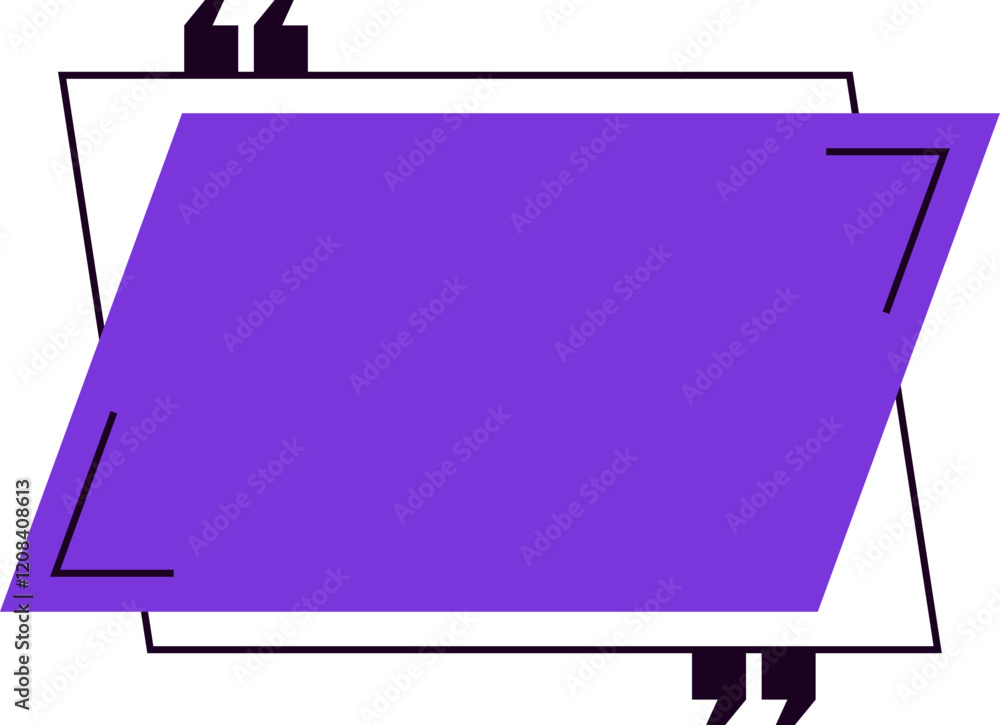 Poster quote box featuring quotation marks surrounding a dialog space, designed with a vibrant purple backg