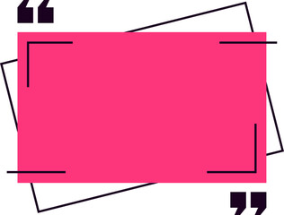 Pink quote box with black lines and quotation marks framing empty space, ideal for inserting text and creating engaging social media content or website banners