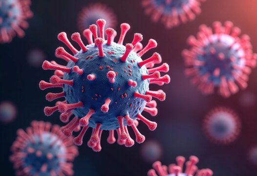 Colorful Depiction of a Virus Showcasing Its Intricate Structure and Surface Features