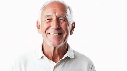 Obraz premium Cheerful Senior Man Smiling with a Bright Expression Isolated