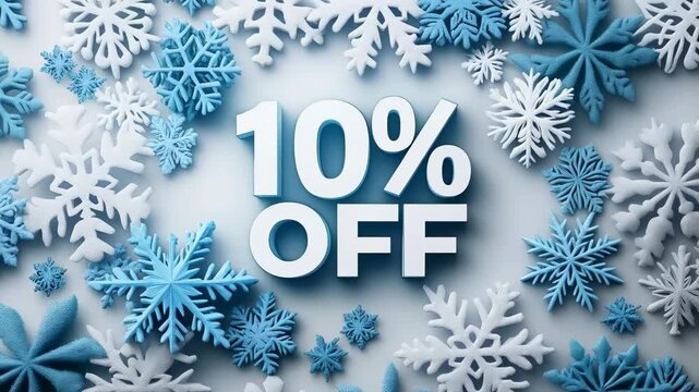 Promotional Discount Featuring Snowflakes and Winter Theme