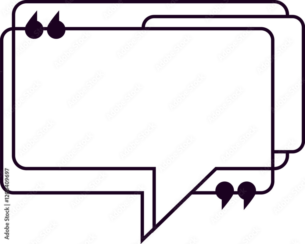 Poster empty speech bubble with quotation marks is ready to be filled with inspiring quotes, facilitating c