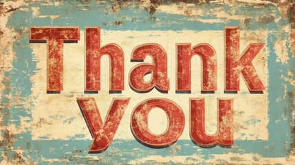 Rustic Thank You Sign, Grunge Background, Vintage Design, Appreciation