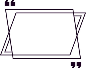 Geometric quote frame with intersecting triangles framing empty space for custom motivational quotes, testimonials, and reviews, featuring quotation marks at the top left and bottom right corners