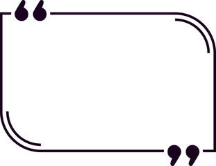 Empty rectangular quote frame featuring quotation marks in the top left and bottom right corners, providing a blank canvas for text on a clean white background