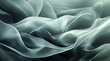 Fototapeta premium Abstract flowing fabric layers in soft green and white