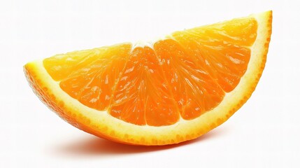 Fresh Orange Slice with Vibrant Color and Juicy Texture on White Background