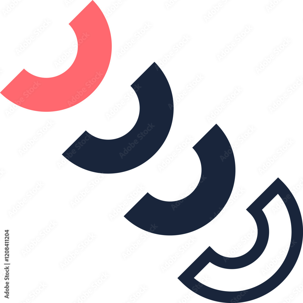 Poster modern and abstract design featuring pink and blue semicircles creating a visually appealing pattern