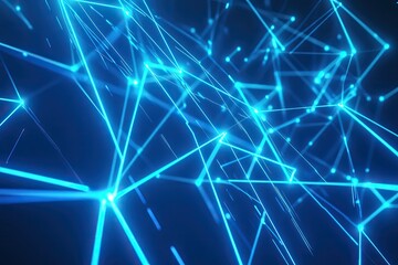 Obraz premium Illuminated blue lines create dynamic network, symbolizing conne