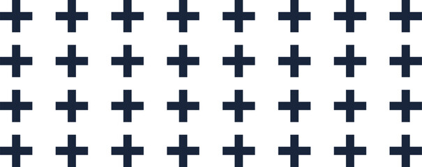 Obraz premium Seamless geometric pattern with dark blue crosses evenly spaced on a white background, creating a simple and minimalist design suitable for various backgrounds and textures