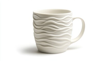 White wave mug studio shot, isolated background, product photography