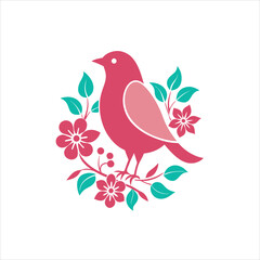 Obraz premium Floral Bird Silhouette with Retro Vintage Background Vector Illustration