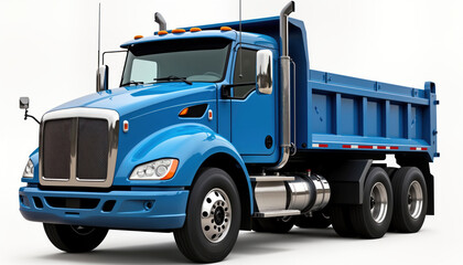 Modern blue truck tractor on transparent background. Clean design heavy vehicle. Versatile transport vehicle. Ideal for delivery transportation of cargo. Modern trucking industry illustration.
