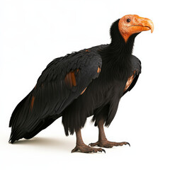 Fototapeta premium King Vulture, black plumage, orange head, isolated.