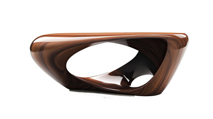 Modern wooden desk, conetmporary design, transparent background.