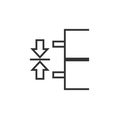 Obraz premium Pressure on left-hand ends of rollers sign icon. Graphical symbol modern, simple, vector, icon for website design, mobile app, ui. Vector Illustration