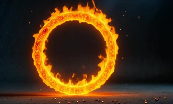 Ring of fire video. Circle fire flame footage. Colourful flame in circle video. Flame blackhole video. Fire flame circus footage