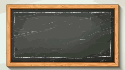 Chalkboard with Wooden Frame for Classroom Flat Vector