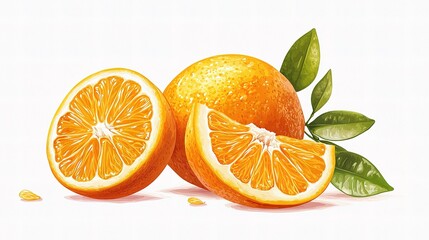 Realistic Orange Depiction with Vibrant Color and Fine Details