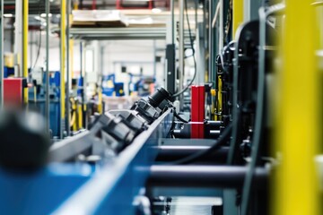 A busy factory floor filled with various machines and equipment