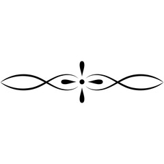 Vintage swirl decorative divider line. Flourish text separator with flower