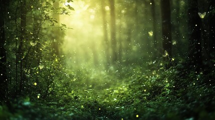 Soft Green Bokeh Background from an Out of Focus Forest Scene