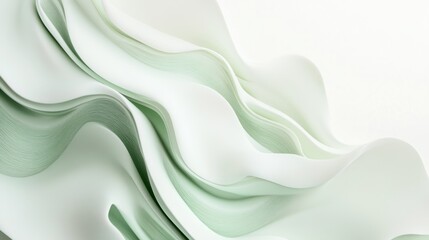 Abstract green white waves flowing studio background design