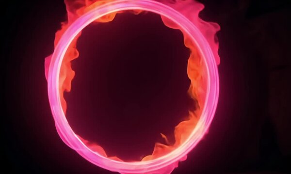 Ring of fire video. Circle fire flame footage. Colourful flame in circle video. Flame blackhole video. Fire flame circus footage