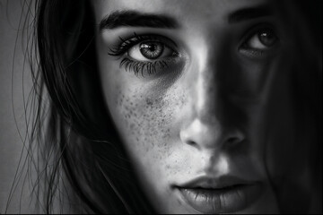 Fototapeta premium minimalism close up woman face monochrome