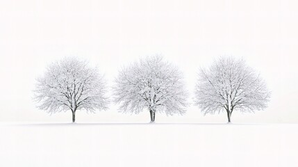 Fototapeta premium Serene Winter Landscape with Snow-Covered White Trees