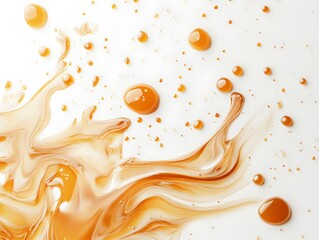Caramel sauce on a white background