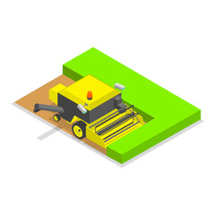 3D Isometric Flat Vector Illustration of Agricultural Machinery, Rural Industrial Farm Transport. Item 3