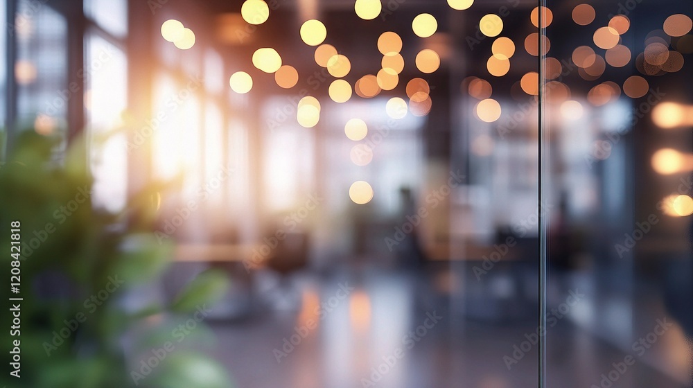 Aufkleber Blurred Office Background with Bokeh Lights and Soft Focus Effect
