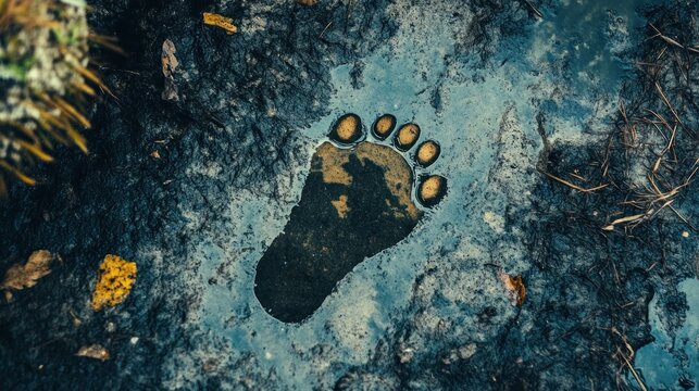 Foot Print in Mud Puddly Water