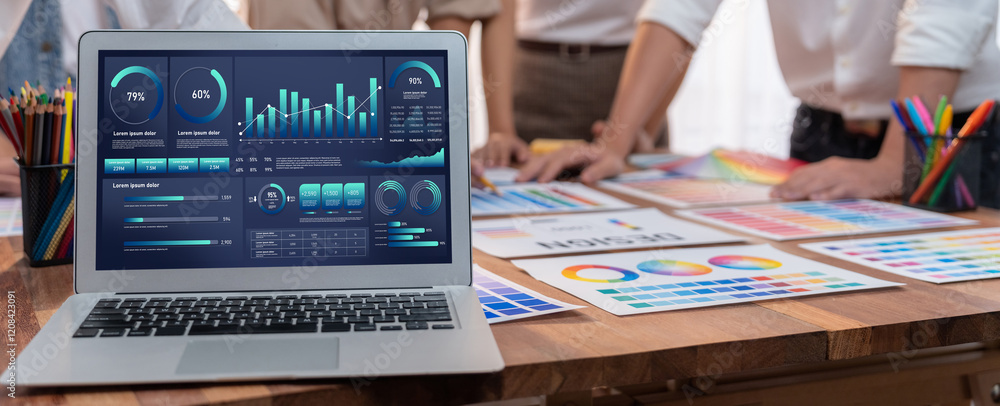 Poster Business data dashboard provide business intelligence analytic for marketing strategy planning brisk with big data set to analyze customer demands and foreseeing business future