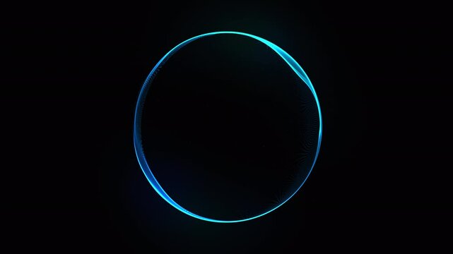 Blue futuristic technology 3d sphere seamless flow. Abstract sphere of light blue particles, lines, and dots. Glowing energy orb and ball. Big data, artificial intelligence, future technology. 4k loop