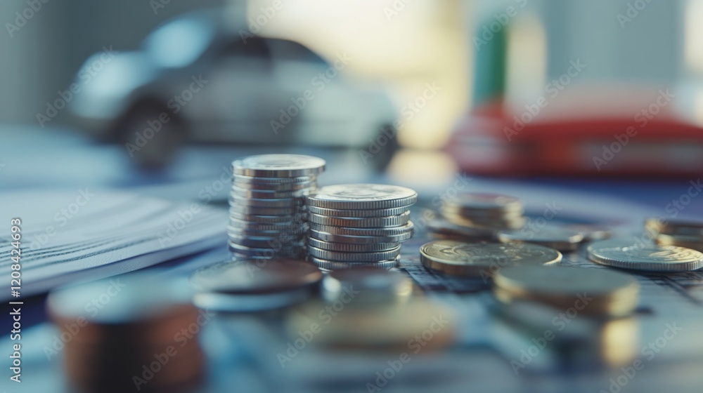 Poster a pile of coins sitting on a table with a flat surface and no surrounding objects