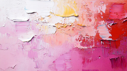 Close-up of oil painting texture showing dynamic brush and palette knife strokes, aged canvas with old paint marks, and dried paint creating a chaotic, expressive surface of artistic energy and emotio