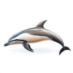 Elegant dolphin leaping, sleek body, dark gray and light beige hues.