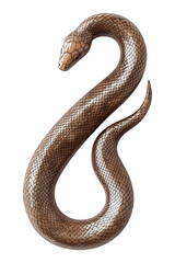 Obraz premium Glossy brown snake coiled in a spiral shape isolated on white transparent background, reptiles or wildlife, symbolizing Chinese Lunar New year