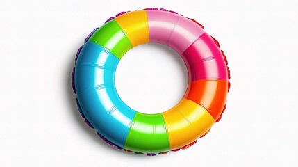 Obraz premium Bright and Colorful Inflatable Ring Isolated on White Background