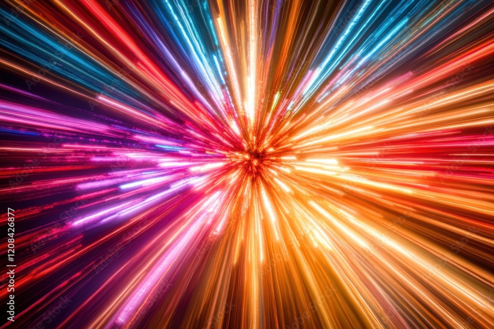 Poster colorful light burst creating dynamic energy in a vibrant display of motion