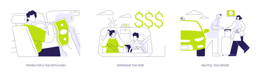 Cab service abstract concept vector illustrations.