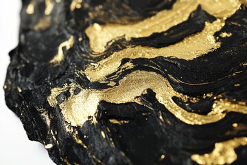 Close-up shot of a unique black and gold decorative artwork