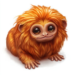 Obraz premium Adorable Golden Lion Tamarin: Fluffy, big-eyed primate portrait.