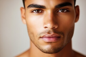 Obraz premium Close-up photo of a man's chest without a shirt, suitable for health and fitness or athletic-related contexts